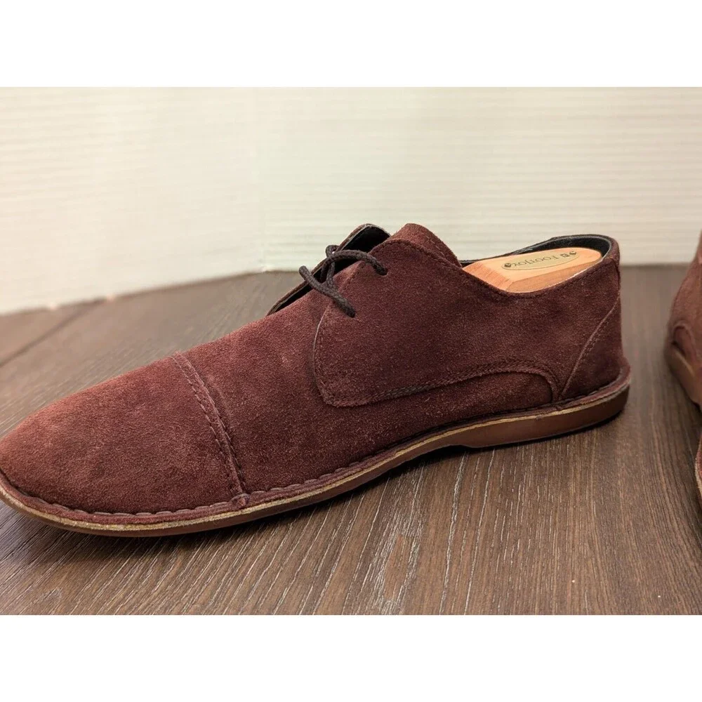 Vito Rossi Suede Loafers Mens 11 Brown Oxford Cap Toe Lace Up Espresso Brown